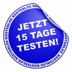 3D Aufkleber - Jetzt 15 Tage testen blau