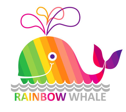 Rainbow whale. Symbol whale rainbow smiles.