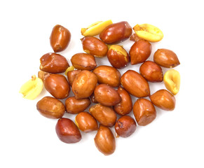 A Pile Of Roasted Peanuts Isolated on White Background