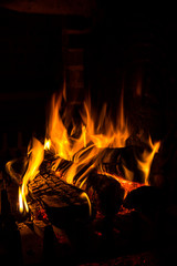 fire in a fireplace