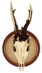 Vector deer skull on a wooden board