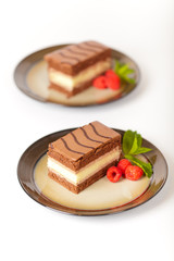 Chocolate Fudge Stripe 3 Layer Cake