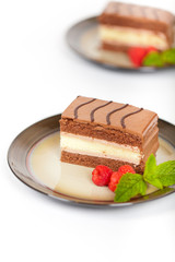Chocolate Fudge Stripe 3 Layer Cake