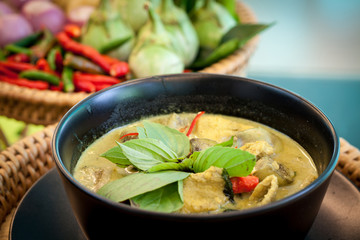 Thailand food Green curry Chicken Intense soup