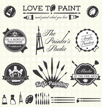 Vector Set: Retro Painter Labels and Icons