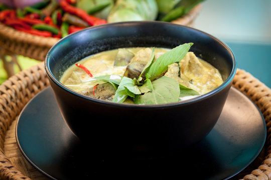 Thailand food Green curry Chicken Intense soup