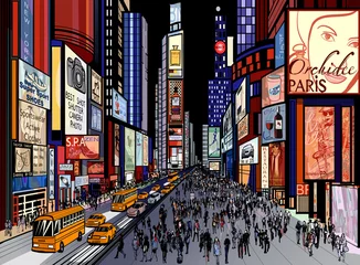 Selbstklebende Fototapete Art Studio New York - Nachtansicht des Times Square