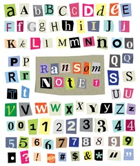 Photo sur Aluminium Journaux Note de rançon vectorielle   1 - Lettres, chiffres, symboles en papier découpé