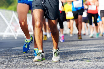 Naklejka premium people running marathon