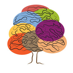 stylized tree silhouette isolated on white background