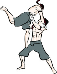 hand drawn Thai martial arts and muay thai boran 