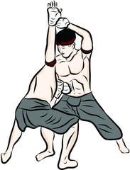 hand drawn Thai martial arts and muay thai boran 