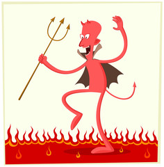 satan dancing happily above the fire
