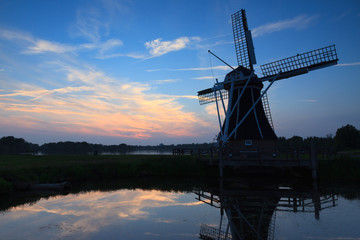 Dutch windmill sunset