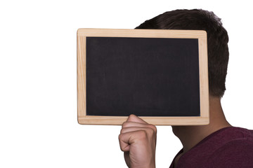 seitlicher kopf mit leerer tafel