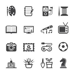 Hobbies Icons with White Background
