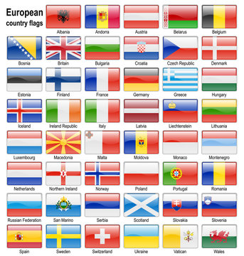 vector european flag web buttons