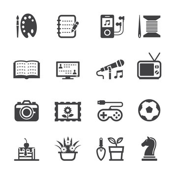 Hobbies Icons with White Background