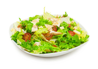 fresh chicken salad isolated on white background