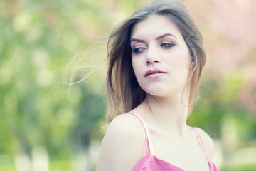 beautiful blond girl on a park