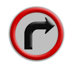 Road sign turn left isolate on white background, Part of a serie