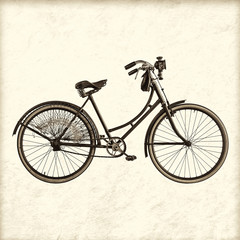 Naklejka na ściany i meble Obraz w stylu retro vintage lady rowerze
