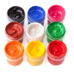 Multicolored Paint Cans isolated on white background