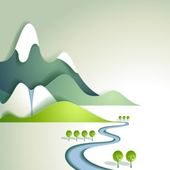 Naklejka premium Paper mountain landscape
