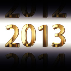 Golden 2013 year - computer generated 3d illustration