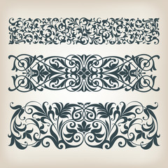 vintage set border frame ornate  scroll calligraphy vector - 53259157