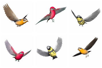 Fototapeta premium Set of songbirds - 3D render