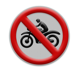 No motorcycle sign, isolated no bikes allowed prohibition zone ,