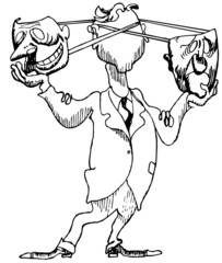 Modern Janus with two masks