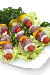 Fresh skewers with vegetables