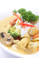 Thai yellow curry with mix vegetables.