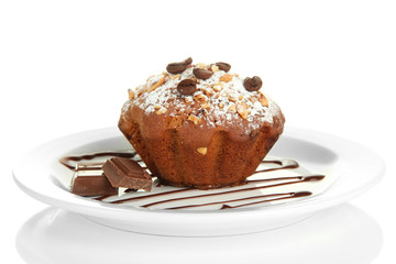 Tasty muffin cake with powdered sugar