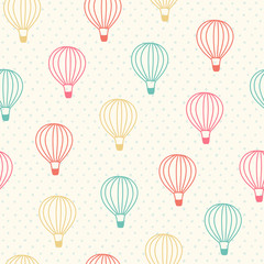 Seamless color hot air balloon pattern