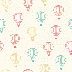 Fotobehang Luchtballon Naadloze kleur hete luchtballon patroon