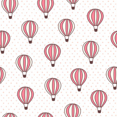 Seamless pattern with hot air balloons