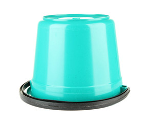 Color  plastic bucket isolated on white