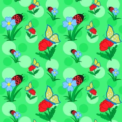 Tuinposter Bloemen en vlinder © beatwalk