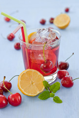 Homemade lemonade with fresh fruits