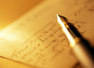 fountain pen and postcard