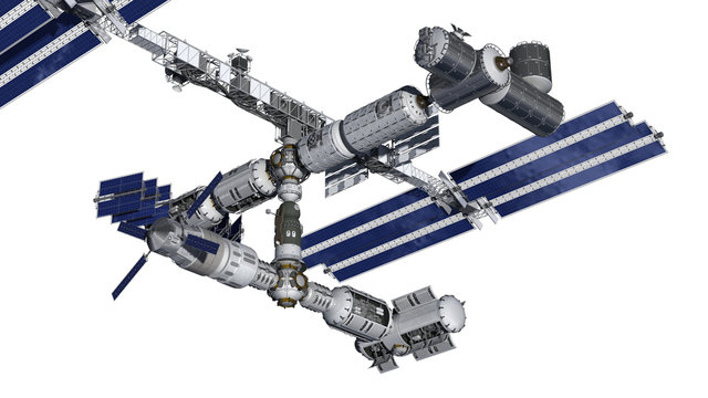 Satellite space station with isolation path on white