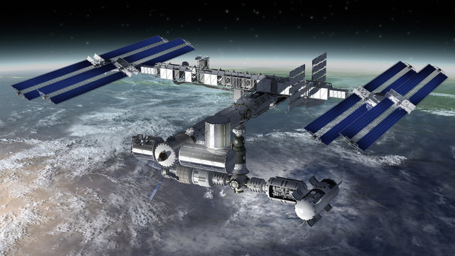 Space station modular satellite with solar panels