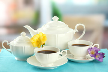 Fototapeta na wymiar Beautiful tea service on table