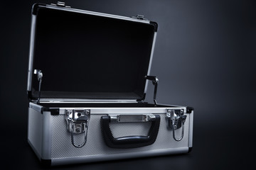 An Open Metallic Briefcase