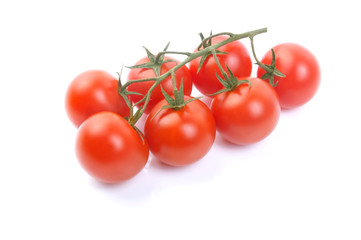 Bunch of  cherry tomatoes on white background
