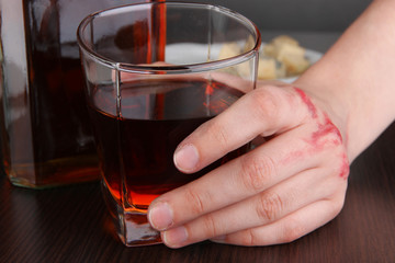 Problem of alcoholism close-up