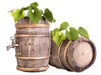 grapes on a wooden vintage barrel